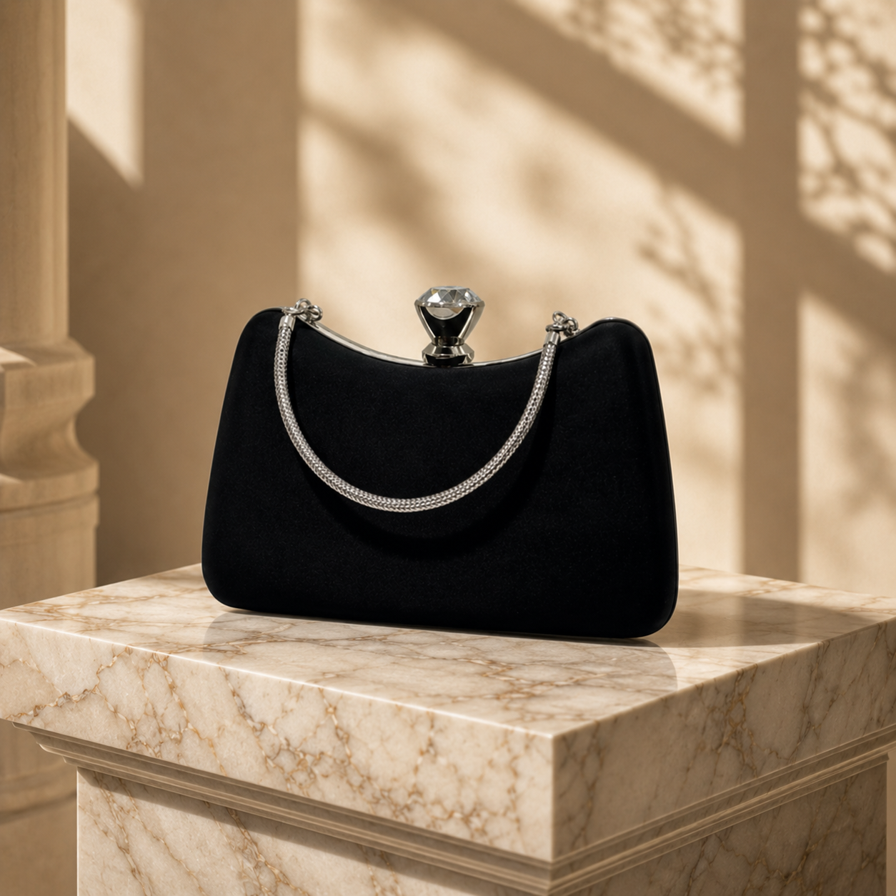 Kristal Taş Klipsli Süet Abiye El Çantası (Clutch) - Görsel 2