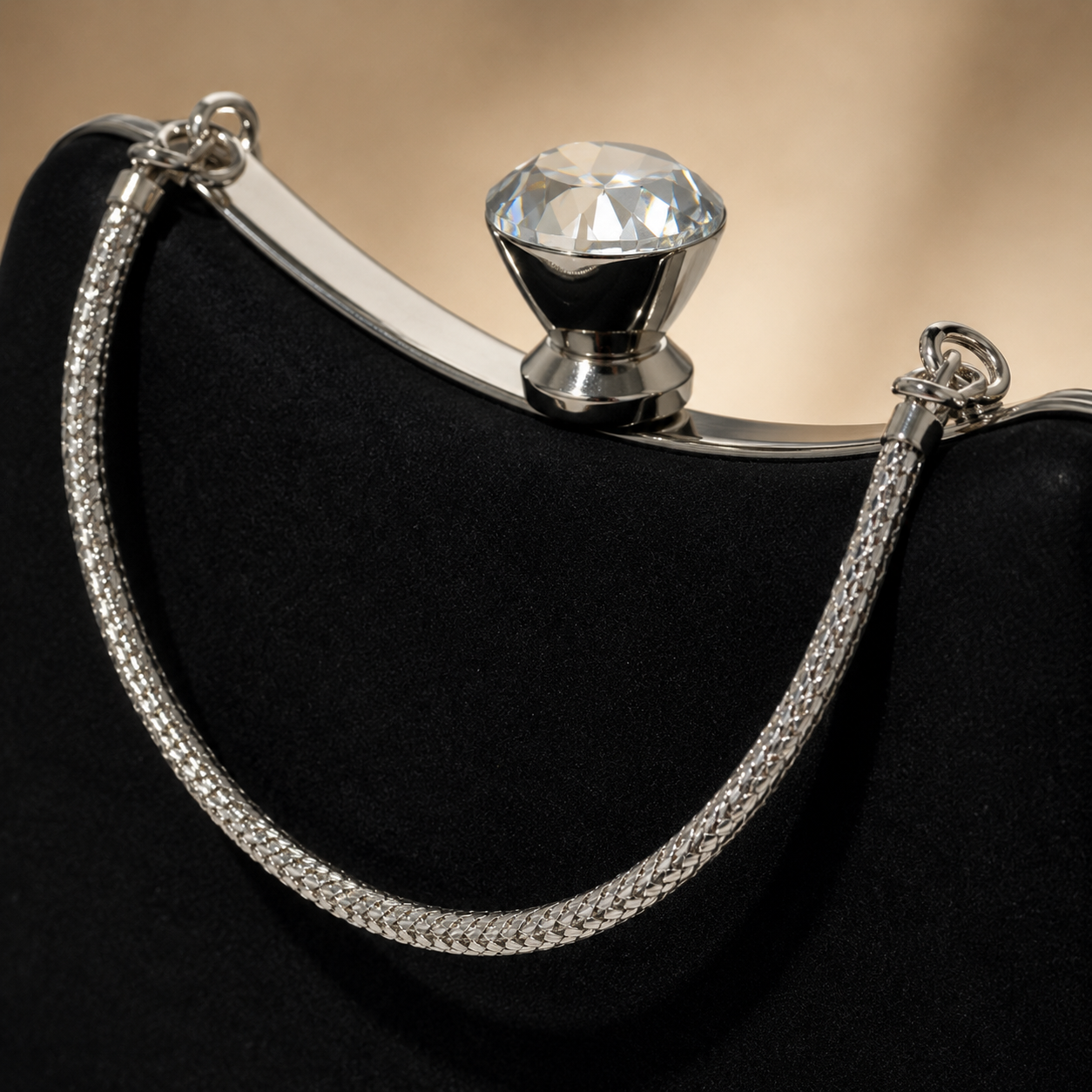 Kristal Taş Klipsli Süet Abiye El Çantası (Clutch) - Görsel 3